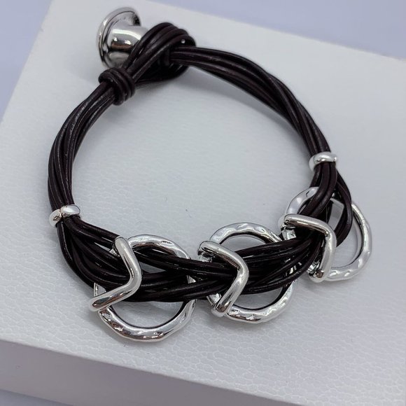 UNO de 50 STEPBYSTEP BRACELET + STEPS Necklace  Brown Leather Strips - Picture 11 of 17